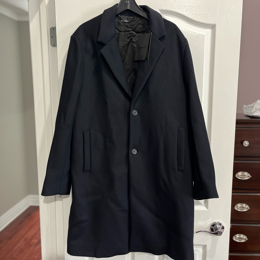 Kooples Navy Blue Wool 2 Button Coat men